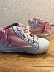 Toddler Butterfly Pink and Silver Light-Up High-Top Sneakers Size 9