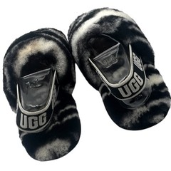 UGG Girls‘ Fluff Yeah Slide Zebra Black/White Animal Print Low Top Size 11