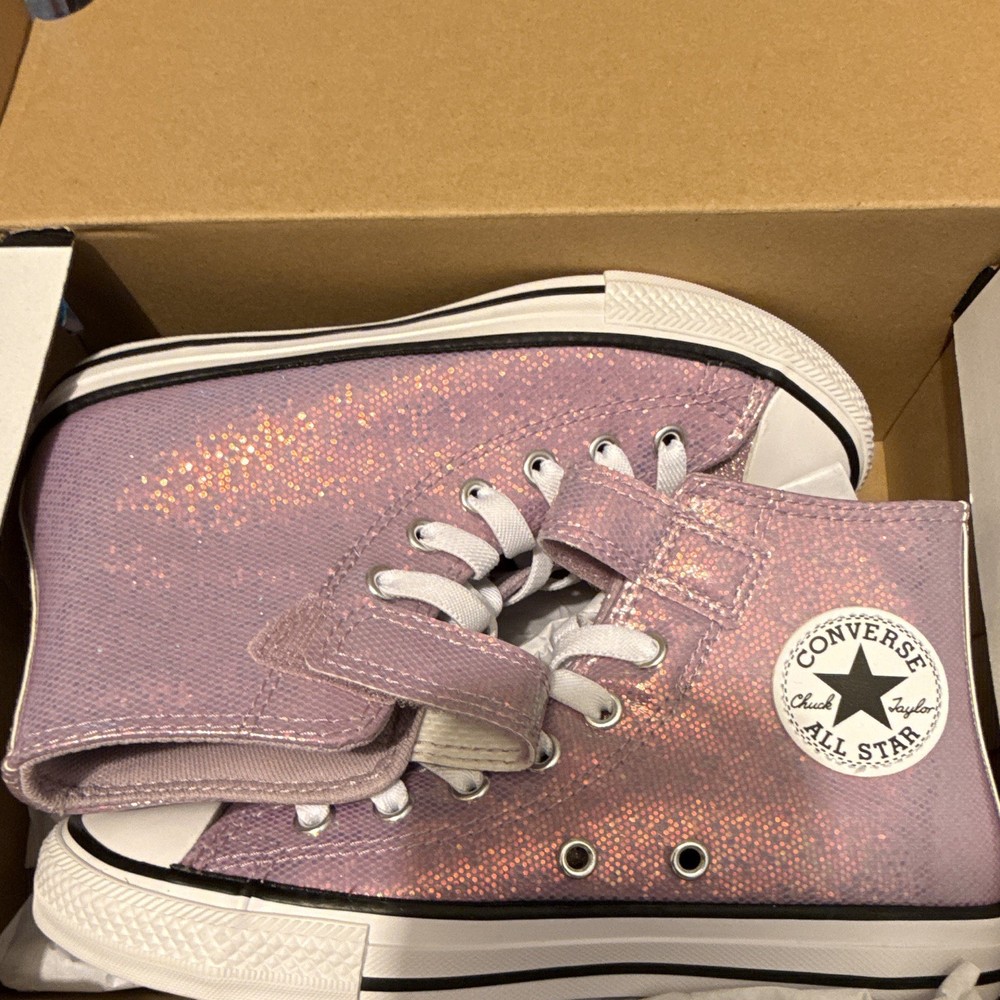 Converse Chuck Taylor All Star 1V Hi Unisex Kids US 2 Purple Glitter High Top
