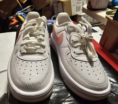 Nike Air Force 1 Low White Pink Leather Low Top Sneakers Kids US 12C