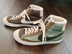 Nike Blazer Mid ‘77 GS Patchwork Green Suede Sequoia Quilted Sneakers 7Y W 8.5