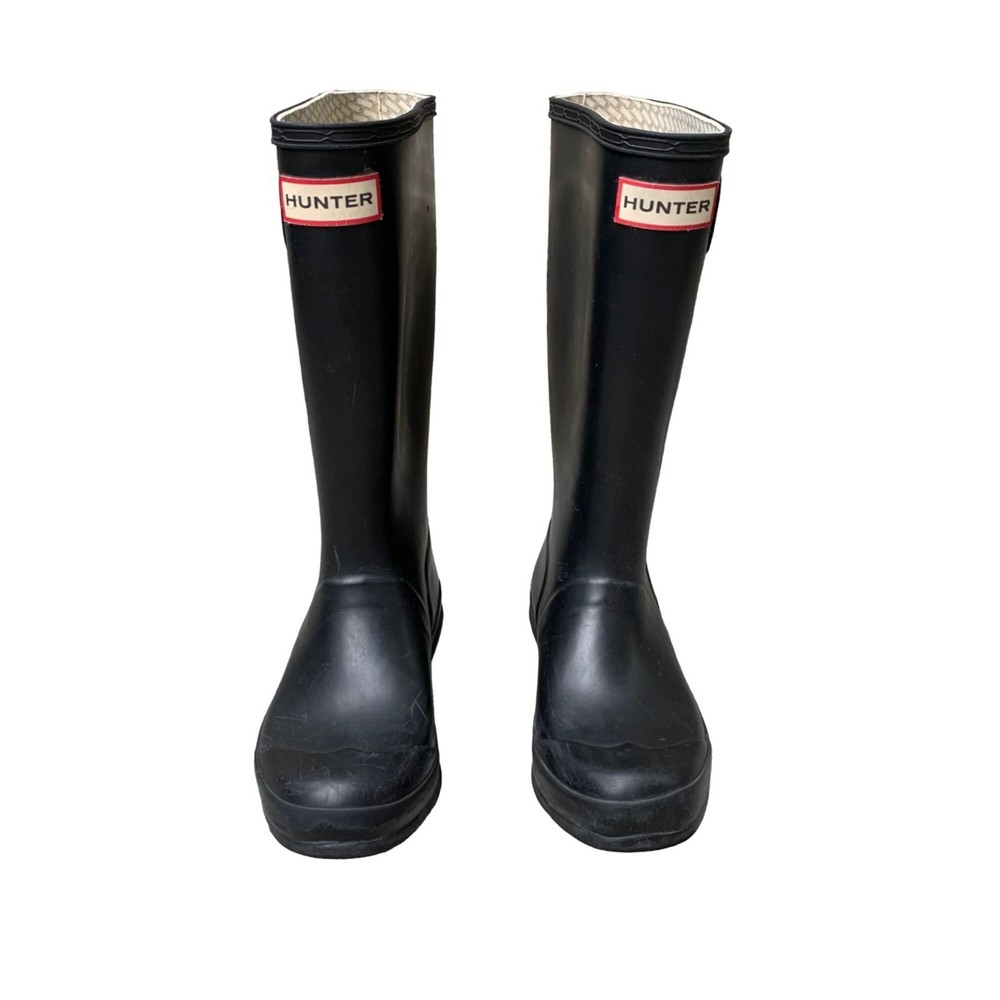 HUNTER Original Rain Boots US 2 EU 32 Big Kids Black High Gum Boot Rubber