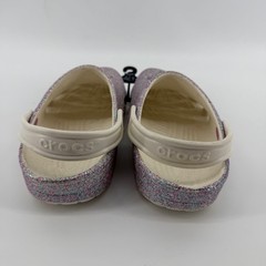 Crocs Clogs Kids J3 Silver Classic Glitter Clog K 205441-159 Sparkly Slip On