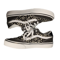 Vans Brooklyn LS Sneakers Youth 3 Black White Star Print Athletic Lace Up 721356