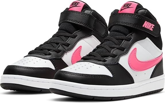 Nike Little Kid’s Size 13 Court Borough Sneaker, Black/Pulse/White, CD7783-005