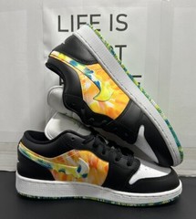 NIKE AIR JORDAN 1 LOW SE GS “DRIP” Black White Orange DJ6252 038 Size 7Y