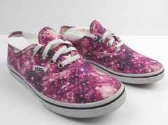 VANS TB4R Purple/Pink Galaxy Space Print Canvas Children Sz 3 EUC