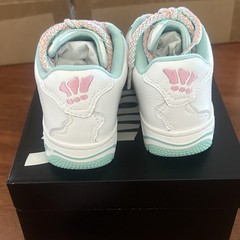 MSCHF Super Normal 2 Sneakers White Mint Pink Kids Size 4 Patterned Laces