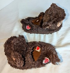 BOYS GIRLS SLIPPERS, BUILD A BEAR FAUX FUR MONKEY Sz M (12-13). SLIP ON. FOAM