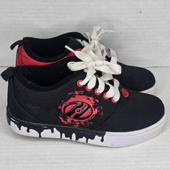 Heelys Pro 20 Print Size KIDS Youth 3 Black Canvas Skate Shoes Black & Red Great