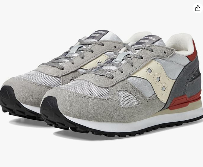 Saucony Shadow Original Little Big Kid Unisex Sneaker Grey/Red Size 1.5M