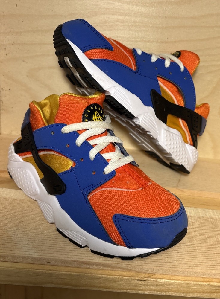 NIKE HUARACHE RUN GS HYPER ROYAL BLUE YELLOW ORANGE KID 1Y CASUAL 654275-421