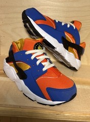 NIKE HUARACHE RUN GS HYPER ROYAL BLUE YELLOW ORANGE KID 1Y CASUAL 654275-421