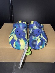 Crocs Classic Marbled Clog Blue Yellow Green Unisex Kids US 13 Slip On NWT