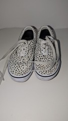 Vans Authentic Kids Size 1.5 White Black Polka Dot Dalmatian Lace Up Shoes