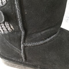 Bearpaw Boshie Boots Youth 4 Shearling Pull On Comfort Mid-Calf Round Toe Black