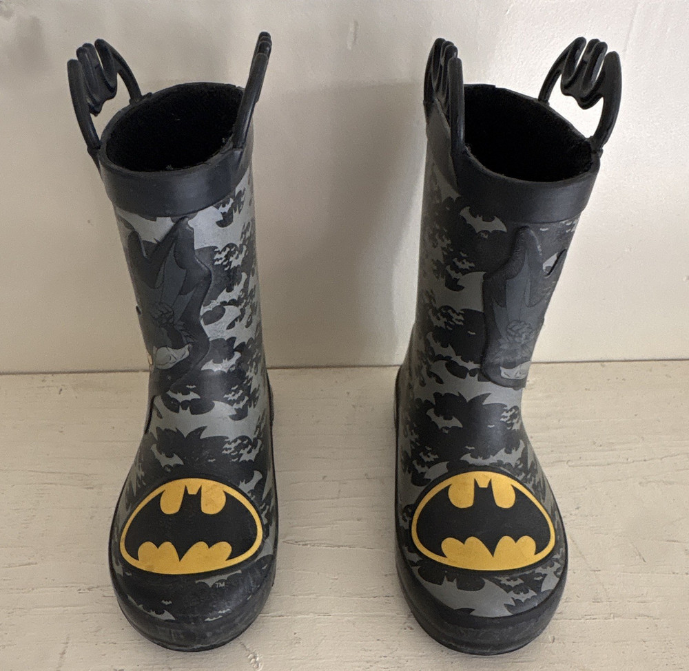 Western Chief Batman Unisex Kids Waterproof Pull-On Rain Boots Gray Camo 9/10
