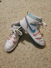 Nike Jordan 1 Mid SE PS White Teal Pink Baseball DM9648 100 Leather/Knit Sz 2Y