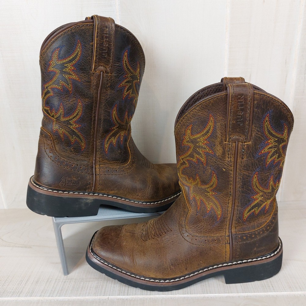 Justin Boots Cattleman Kids Western Boot Size 2.5D Brown SK4681