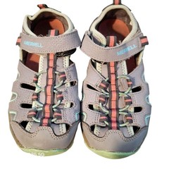 Merrell Kids Closed-Toe Sandals Size 2M Gray & Mint Leather/Textile Uppers Hook-