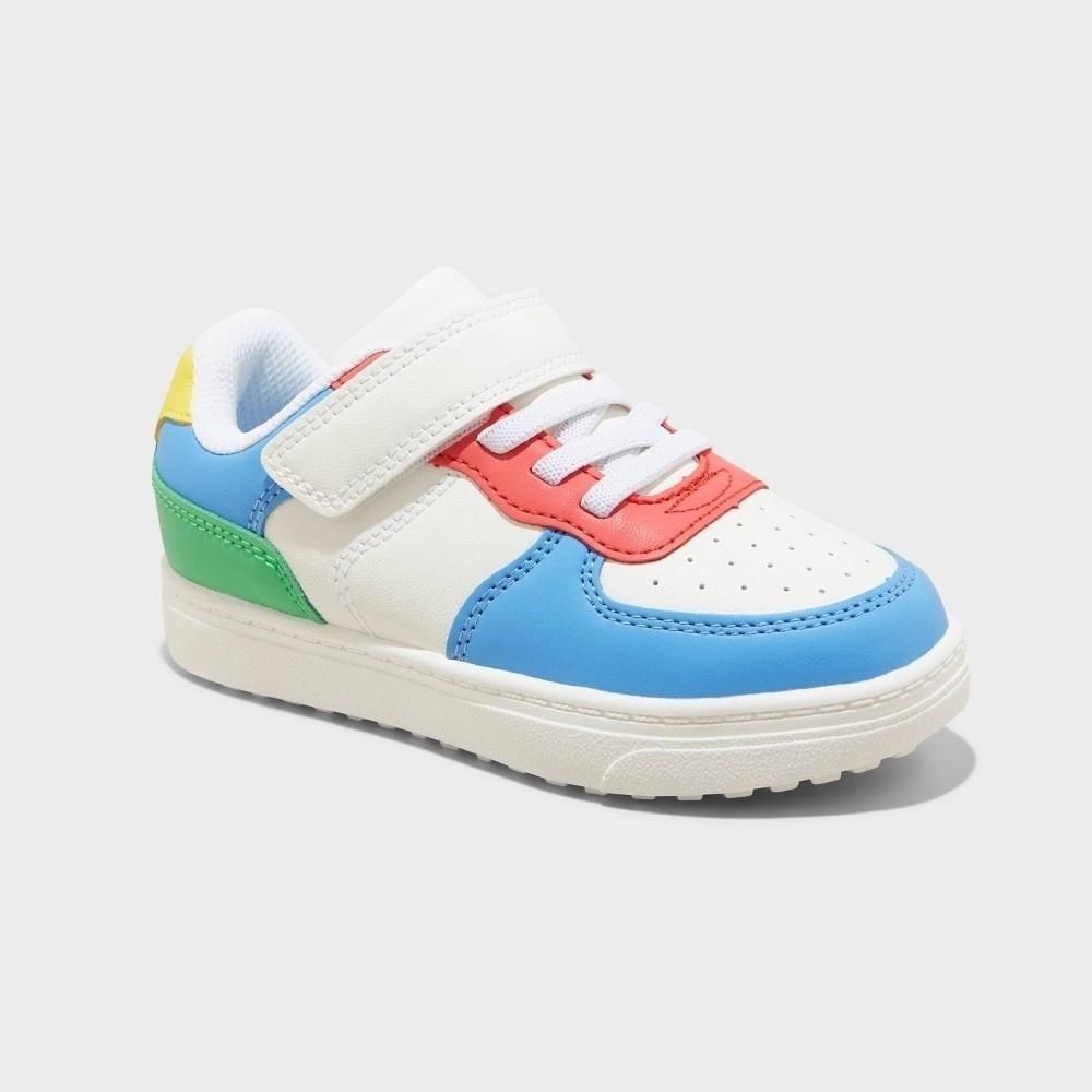 Toddler Jaid Solid Court Sneakers – Cat & Jack™ Blue/White/Red 12T: Faux Leather