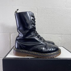 Dr. Martens Boots Black Smooth Leather 10 Eyelets Kids Sz 5 UK Made In England