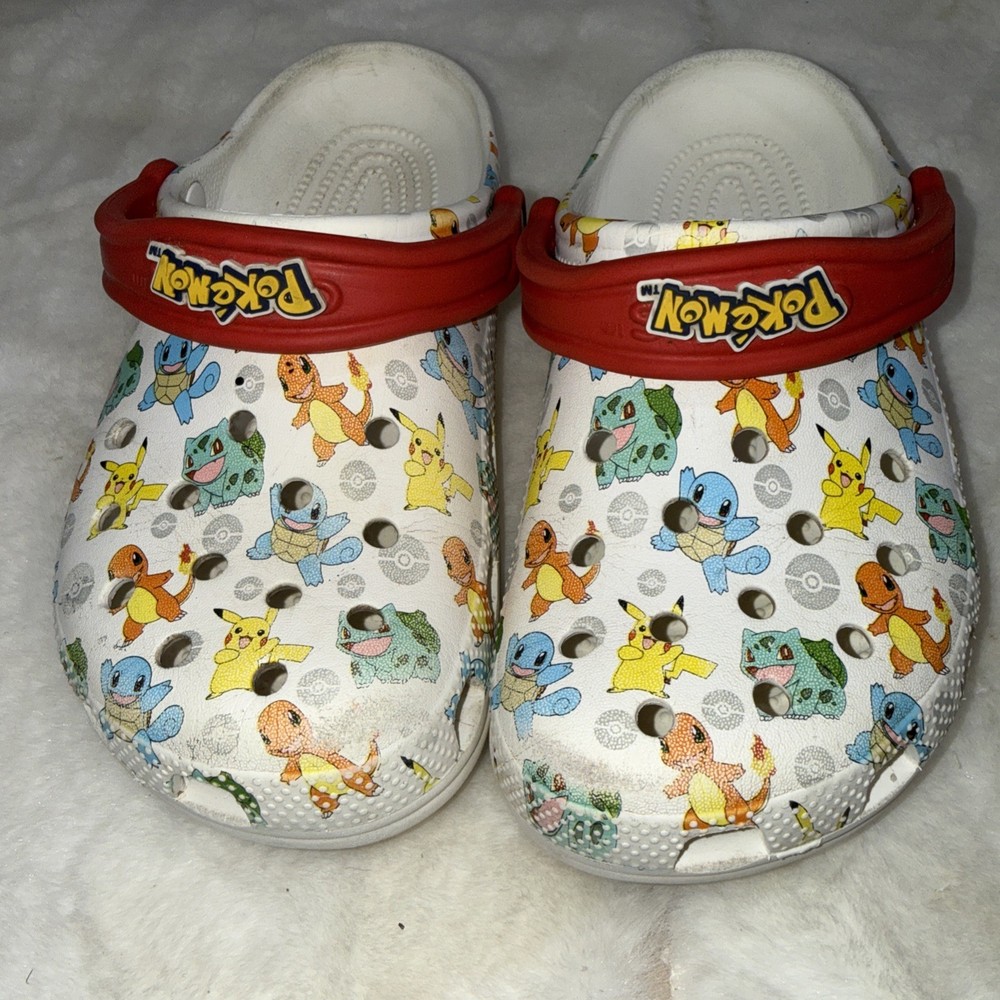 Kids Limited Edition Crocs Classic Pokémon White/Multicolor Clogs Size J 4