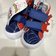 Marvel Spidey Kids High Top Sneakers Blue Red Strap Size 5