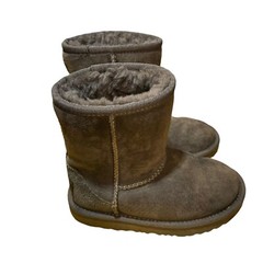 UGG Classic II Boot Gray Kids Size 10 Suede Wool Ankle Unisex Australia Grey
