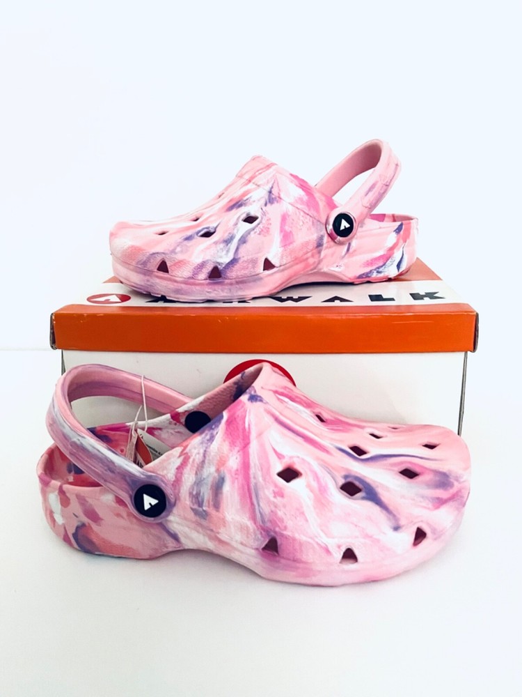 AirWalk Compel 2 Pink White Black Tie Dye Clogs Mules Kids SZ 1.5 3.5 11.5