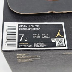 Jordan 4 RM TD Black Light Bone Dark Grey Toddler Sneakers Size 7C FQ7937-001
