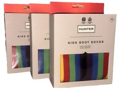 HUNTER KIDS K RAINBOW STRIPE BOOT SOCK *SET OF 3 Pairs* NEW XL US size: 4-6
