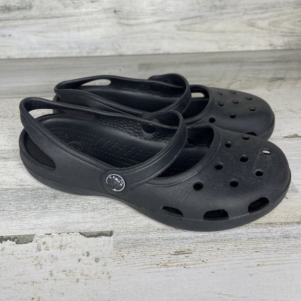 Crocs Black Double Strap Clog Comfort Slip-on Shoes Size 4 Women’s
