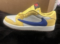Nike Air Jordan 1 Low OG SP PS Cactus Jack Yellow Blue Leather Sneaker 1.5Y