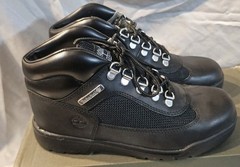 Timberland Junior Mid Field Boot Black Leather Size 5 New With Box Defects