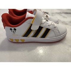 Adidas Grand Court Mickey Kids Size 4 White Black Red Disney Sneakers JQ8067