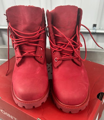 Timberland Premium 6in Medium Red Nubuck 5 M/M Juniors 0A625Y Pre-Owned