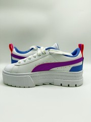 PUMA Mayze Glitzy Platform Lace Up Youth Girls Purple, White Sneakers Size 5