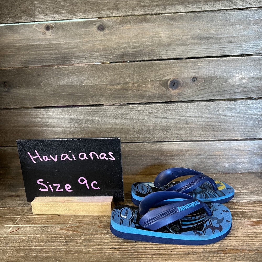 Childrens Kids Havaianas Batman DC Superhero Thong Sandals Flip Flops Size 9 C