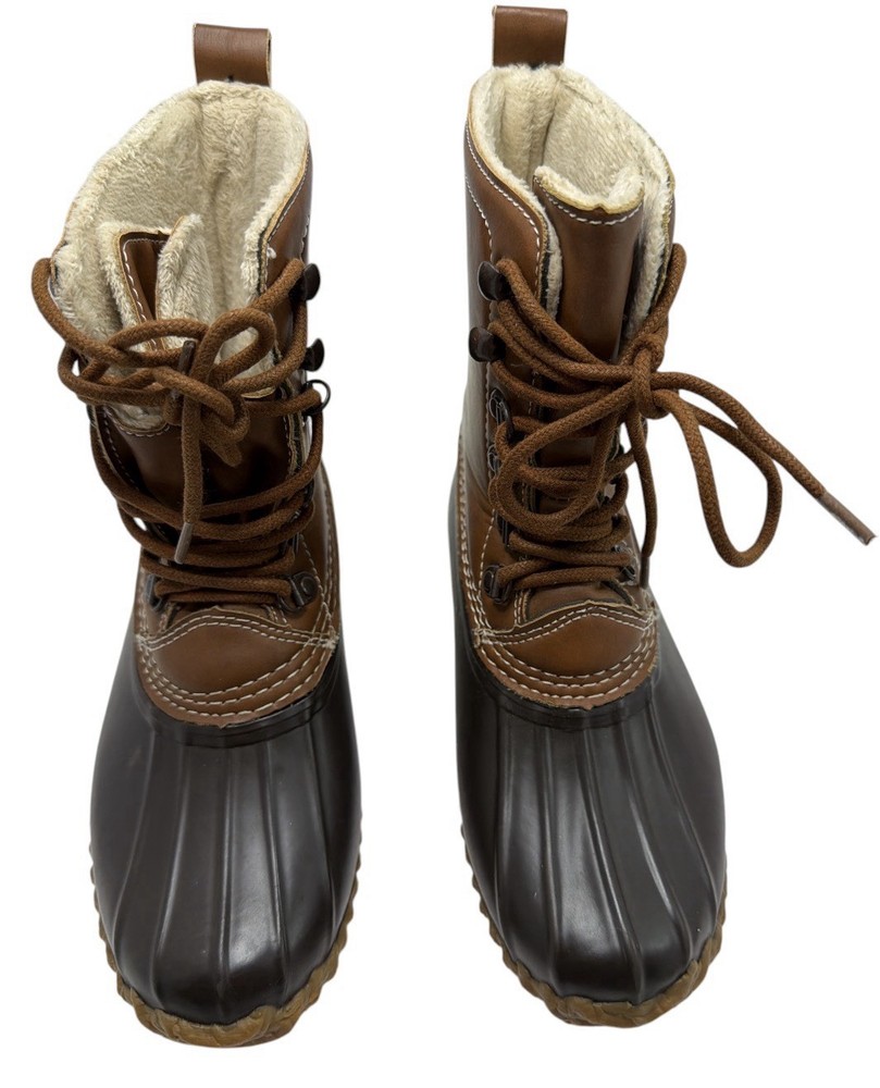 Esprit Kids Duck Boots Size 2M Brown Faux Fur Lined Waterproof Winter Snow Boots