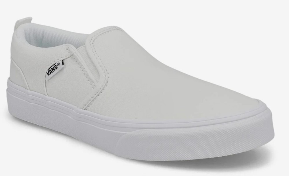Vans Asher White Slip On Canvas Sneaker Youth Kids Boy’s/Girl’s Size 13 Shoes