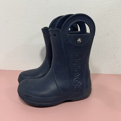 Crocs Handle It Size J1 Rain Boots Youth Waterproof Rubber Shoes Navy Blue