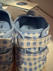 Cat & Jack Blue White Gingham Sneakers Unisex Kids Hook & Loop US 7