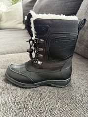 Eddie Bauer Kids Black Snow Boots Faux Fur Lined Insulated Non-Slip Size 13 M