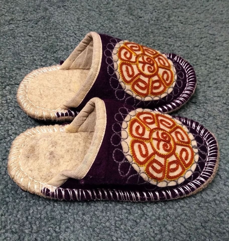 NEW! Toddlers Kids Handmade Felt Wool Multicolor Slippers House Shoes SZ 10 US