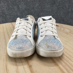 Steve Madden Shoes Junior 1 Jceecee Sneakers Crystal Embellished Silver Lace Up