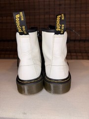 Dr Doc Martens Youth Size 1 Combat Boots White Leather Lace Up Side Zip 1460J