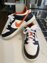 Nike White Blue & Orange Leather Athletic Shoes Youth Size 3 Excellent Condition