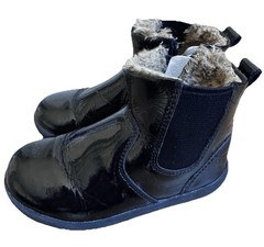 Old Soles Black Faux Fur Lined Leather Ankle Bootie Kids EU 24 US 8