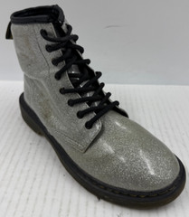 Dr. Martens Glitter J Kids Boots Size 3 Gray Glitter Lace Up Ankle Boots 1460